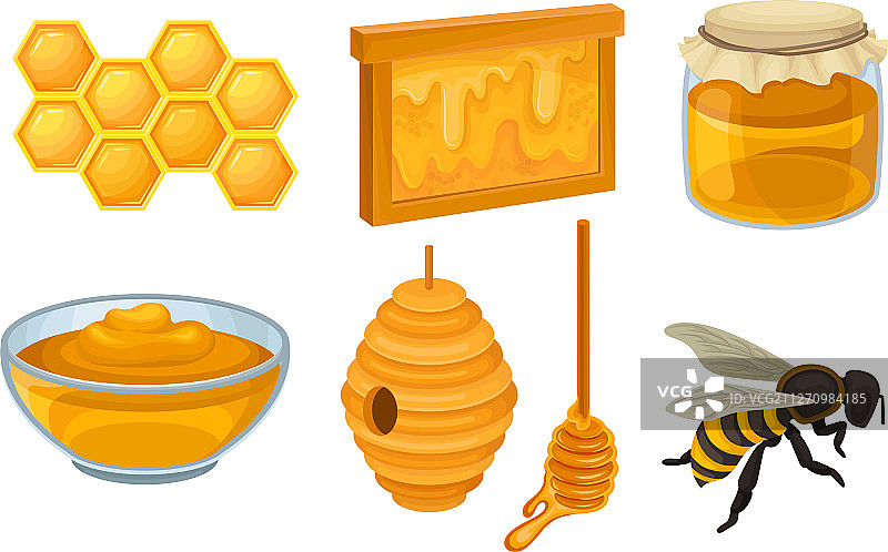 蜂蜜图标写实光泽合集图片素材
