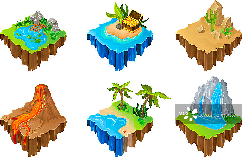 2.5D游戏岛屿套装图片素材
