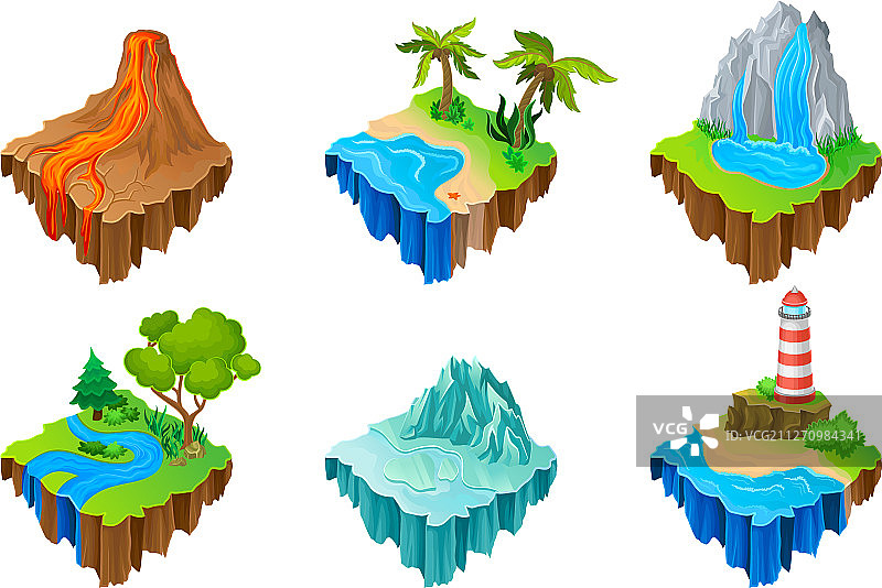 2.5D游戏岛屿套装图片素材
