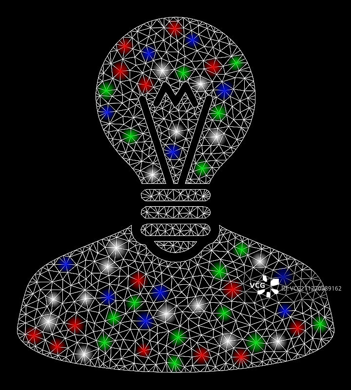 带有闪光点的明亮网格框架发明家图片素材