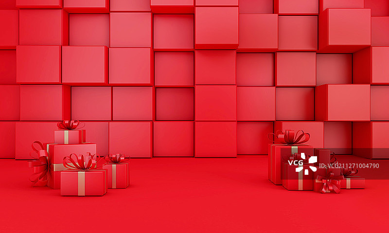 红色节日活动促销电商展示场景图片素材