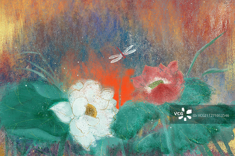 重彩荷花图片素材