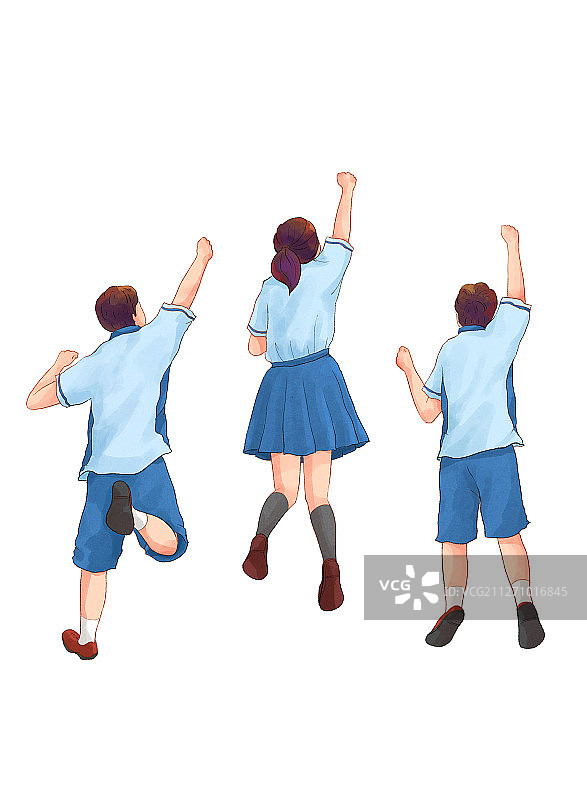 跳跃欢呼的学生高考人物插画图片素材