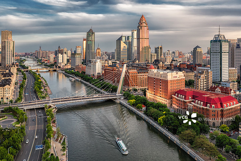 天津市海河泰安道五大院航拍图片素材