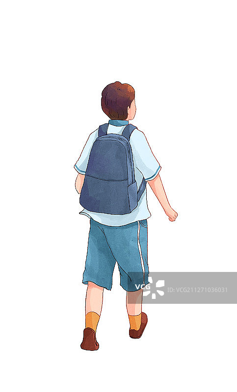 背着书包的学生人物插画图片素材
