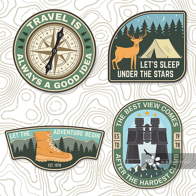 户外探险语录符号概念套装图片素材