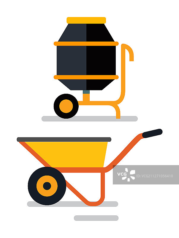 水泥搅拌机和装载车施工图片素材