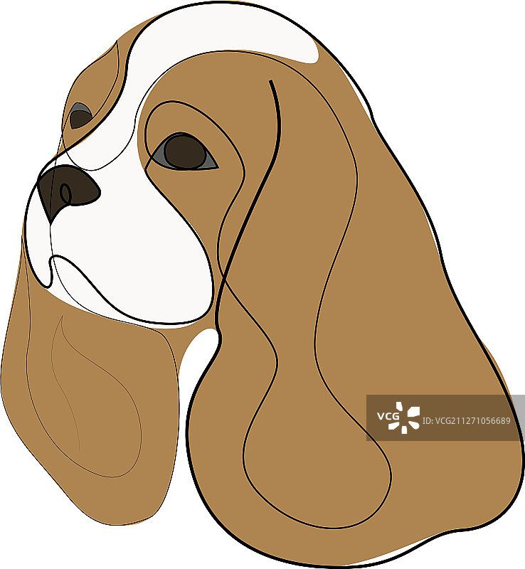 查理士王小猎犬单线条连续画图片素材