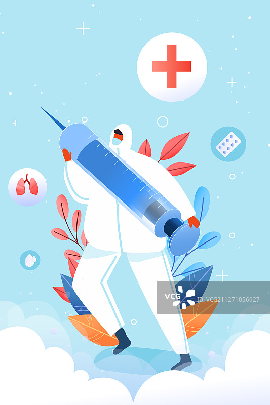 打针输液医生护士矢量插画图片素材