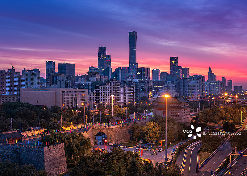 北京东便门朝霞图片素材