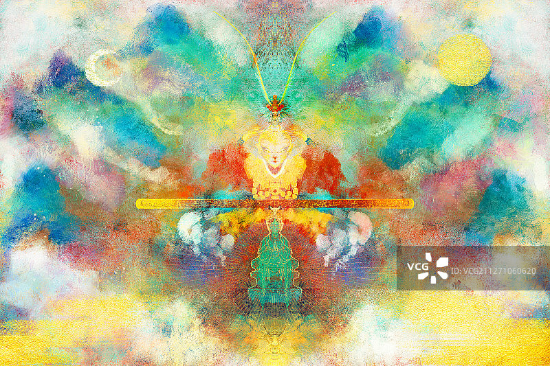 岩彩孙悟空图片素材