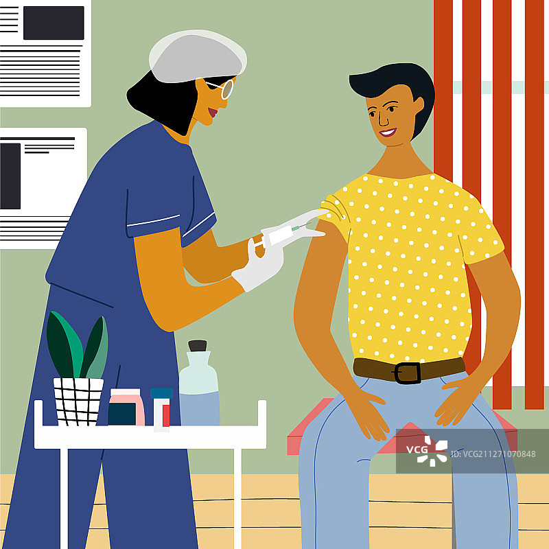 男人进行流感疫苗注射图片素材