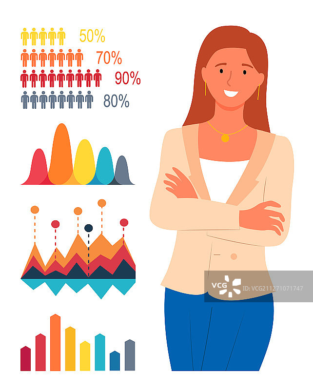 微笑站立的信息图表女秘书图片素材