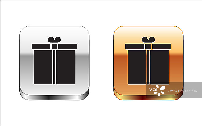 白色背景上的黑色礼品盒图标图片素材