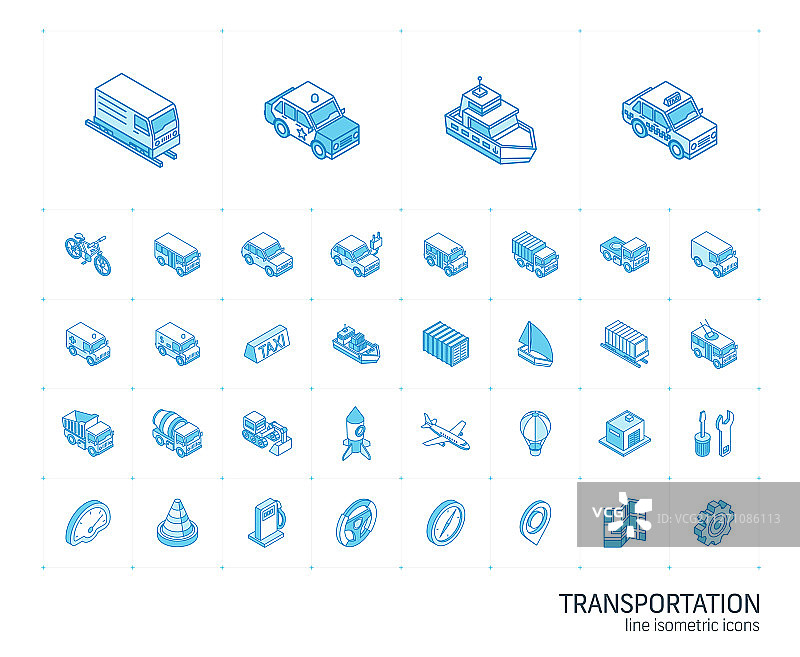 交通运输等距线性图标图片素材