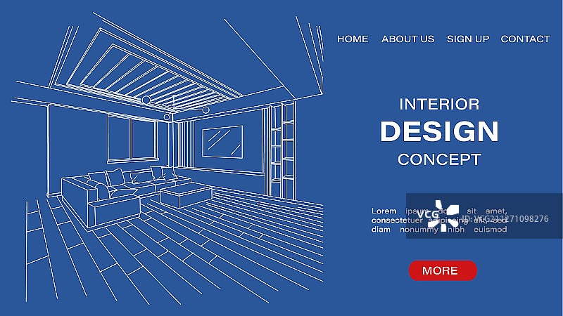 现代客厅蓝图草图图片素材