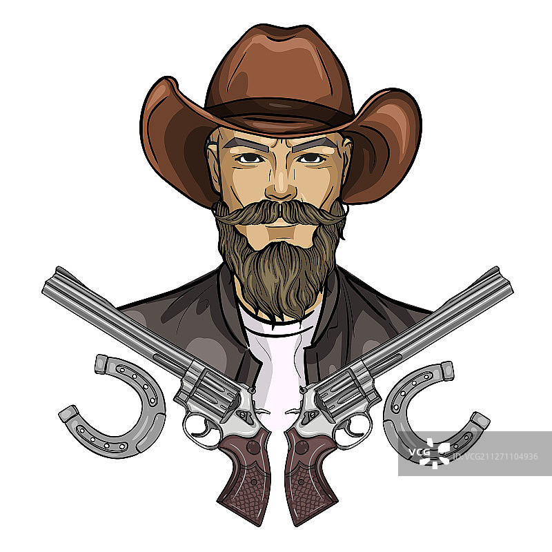 手绘素描牛仔图标图片素材