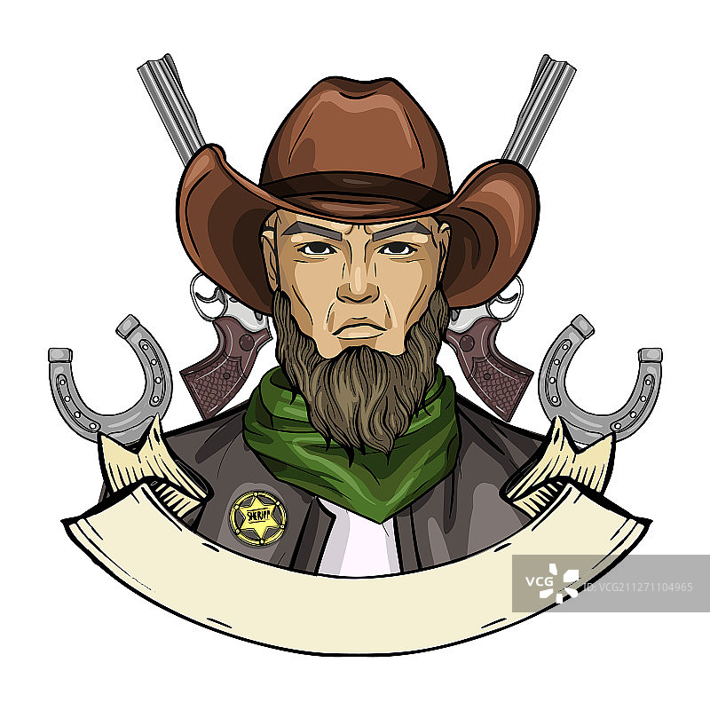 手绘素描牛仔图标图片素材