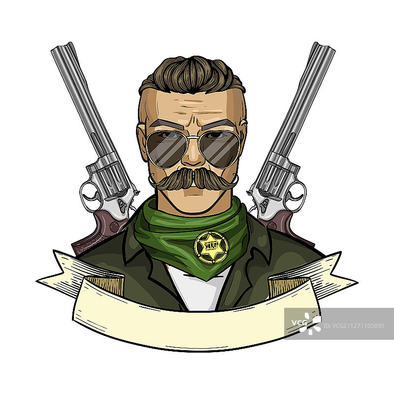 手绘素描牛仔图标图片素材