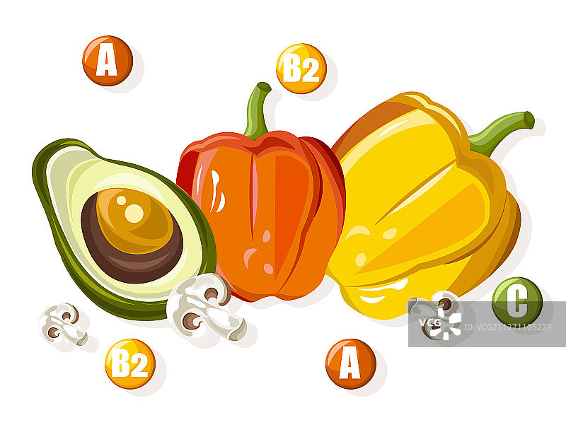 含彩色蔬菜的复合维生素图片素材