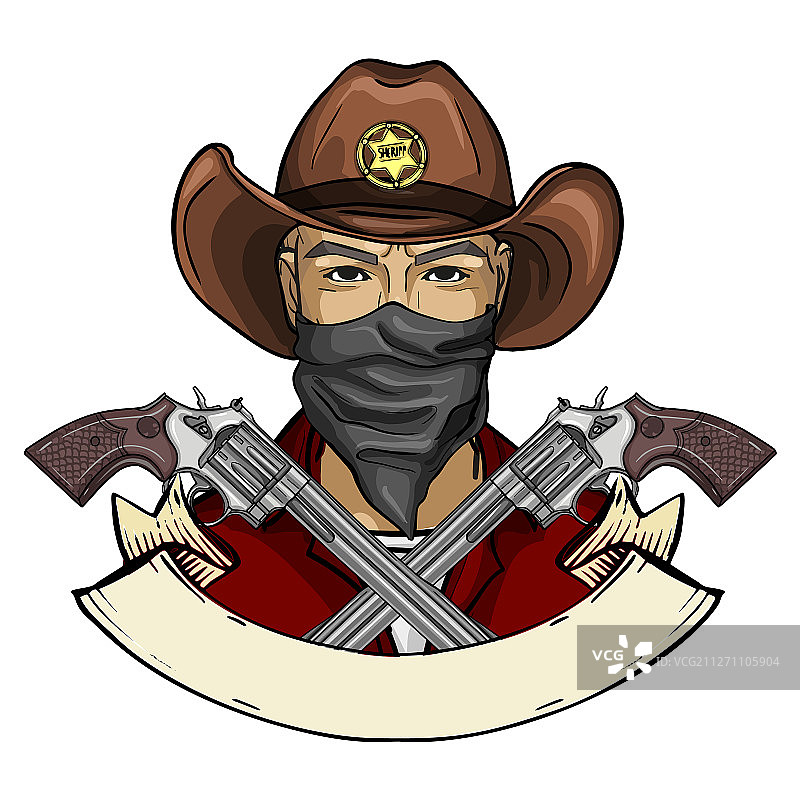 手绘素描牛仔图标图片素材