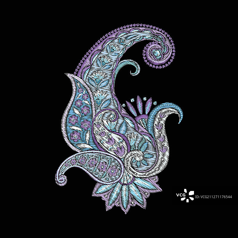 传统佩斯利花卉图案图片素材