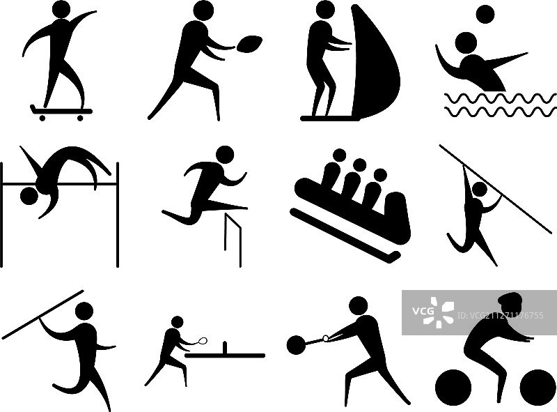 不同运动项目的人群轮廓图片素材
