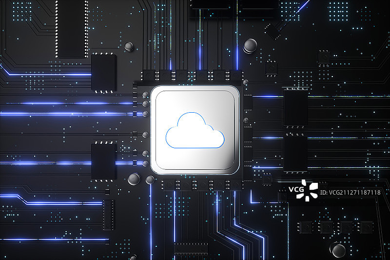 3D芯片和云计算图片素材