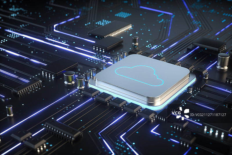3D芯片和云计算图片素材