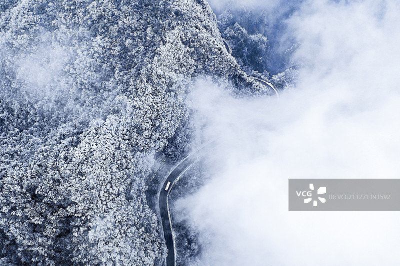 凛冬已至+湖南省张家界市武陵源区武陵源风景名胜区天子山图片素材