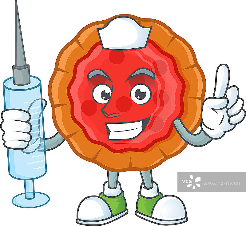 护士和红色樱桃甜馅饼图片素材