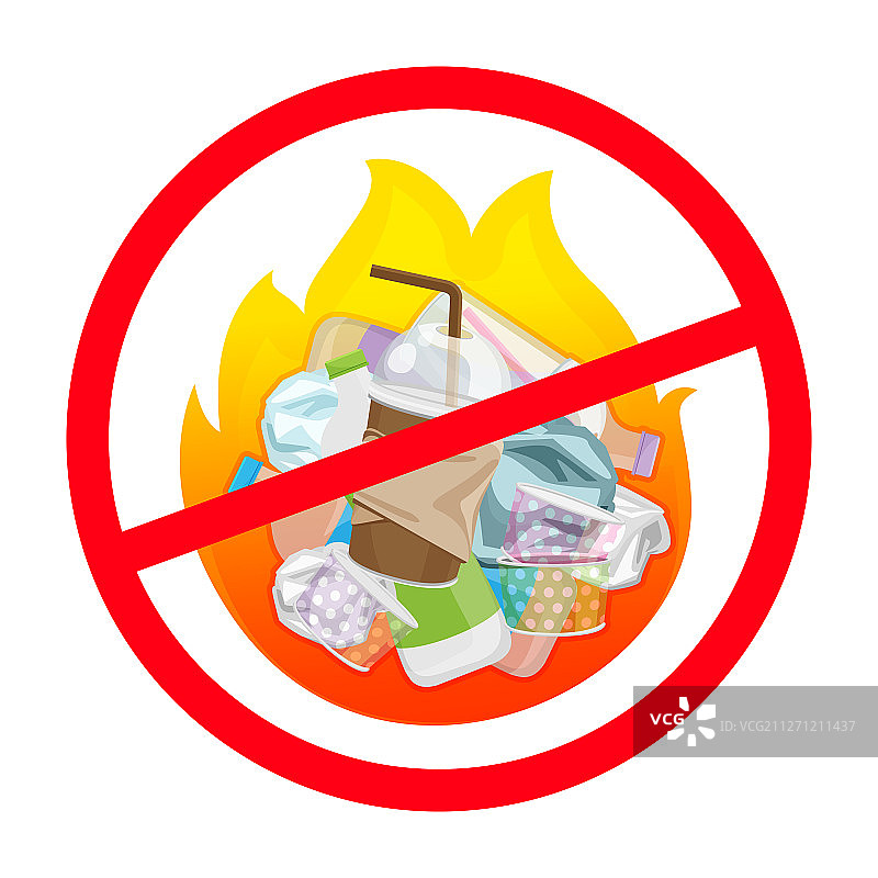 禁止浪费焚烧警告标志图片素材