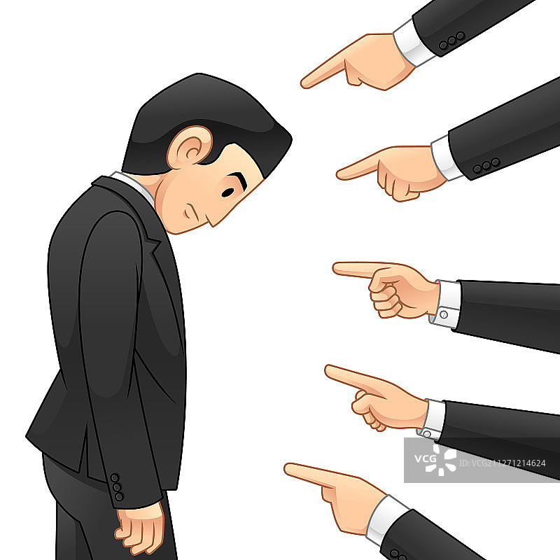 被许多手指向的负罪商人图片素材