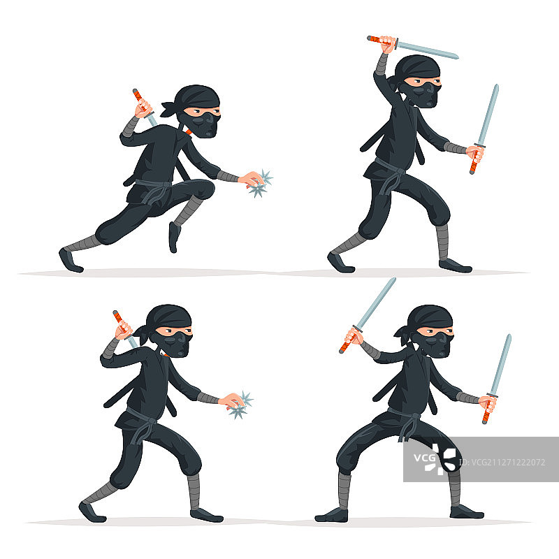日本忍者刺客剑客人物套装图片素材