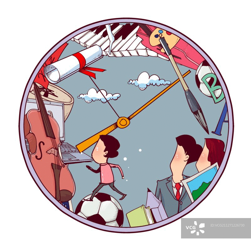 漫画：忙碌的小学生图片素材