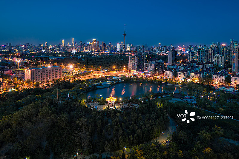 天津市南翠屏公园夜景图片素材
