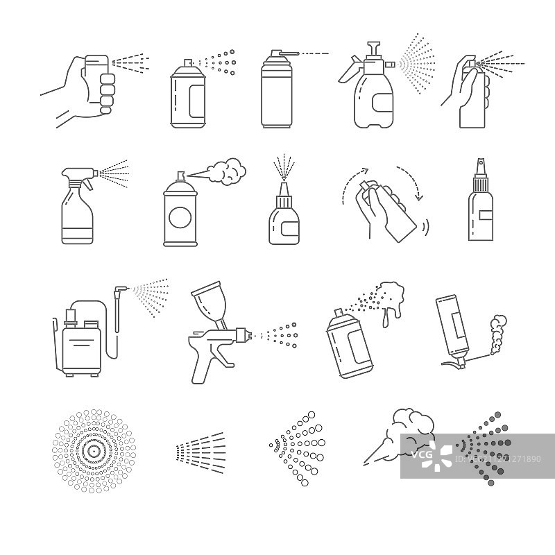 气溶胶和喷枪喷雾独立图标图片素材