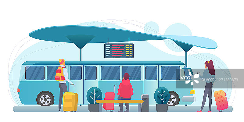 人们在等公共汽车图片素材