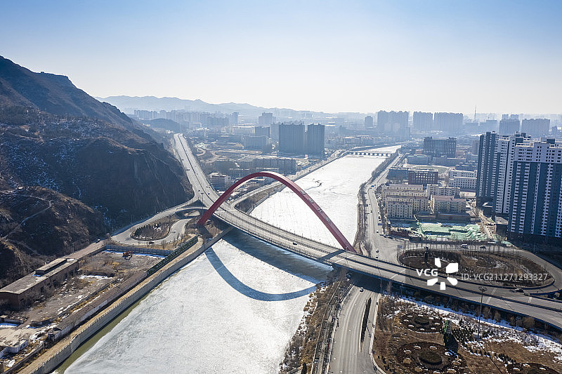 张家口城市高清全景图片素材