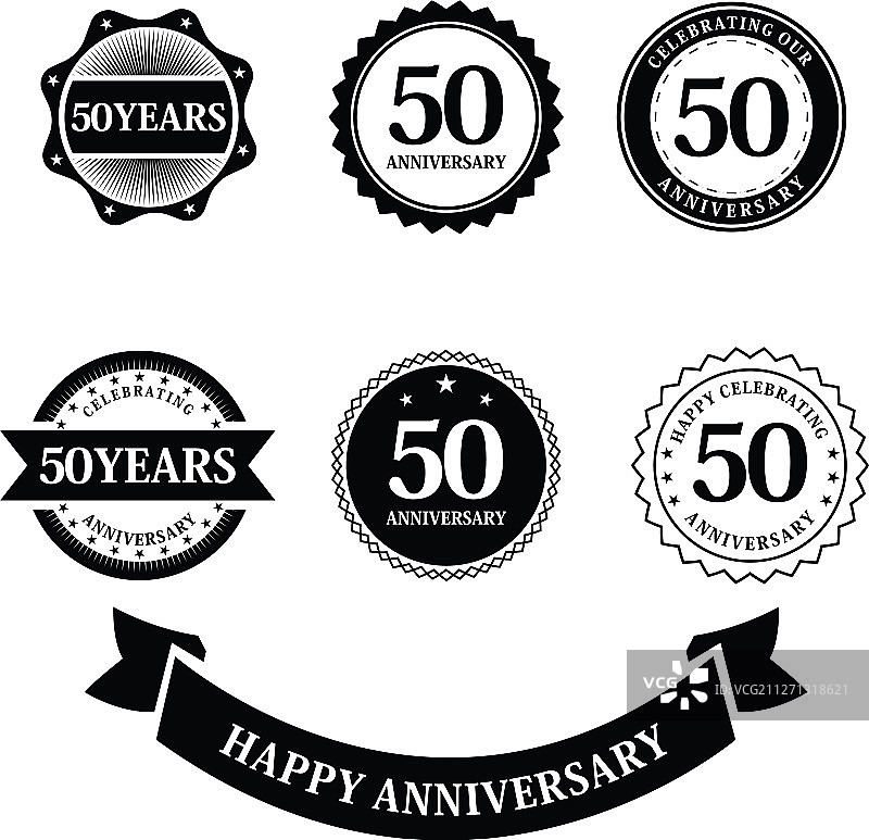 50周年纪念生日标签图片素材