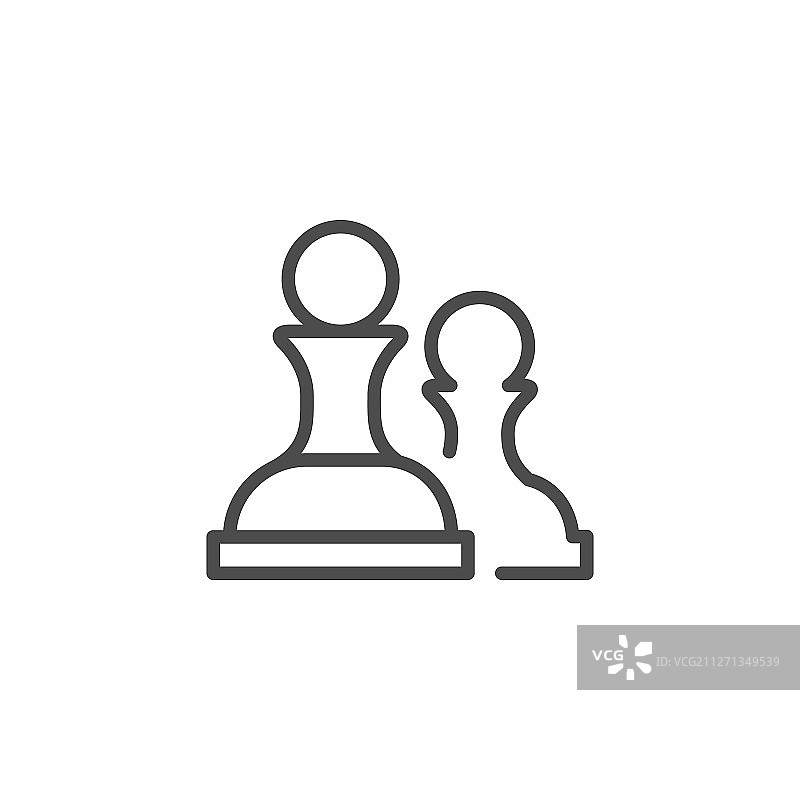 国际象棋棋子线条轮廓图标图片素材