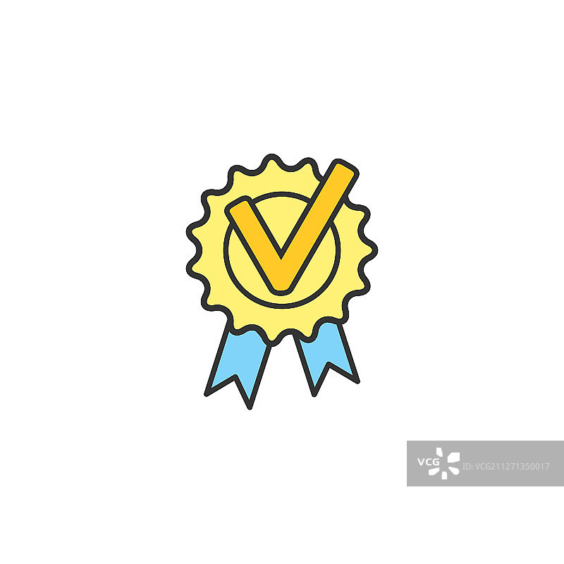 质量认证和保修细线图标图片素材