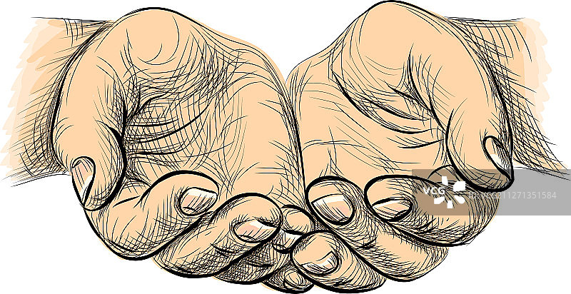 双手合十祈求素描图片素材