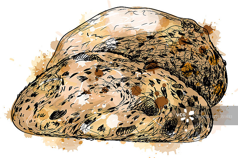 水彩手绘面包图片素材