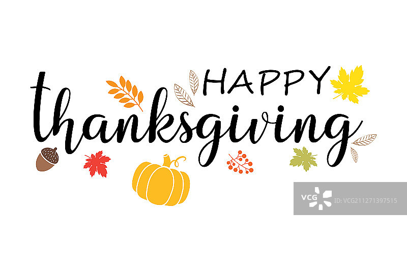 感恩节快乐元素祝福语图片素材