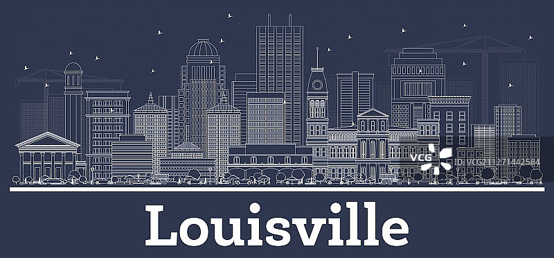路易斯维尔肯塔基州美国城市天际线轮廓图图片素材