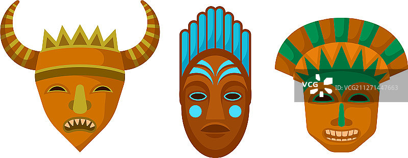 戴上白色的非洲部落面具图片素材