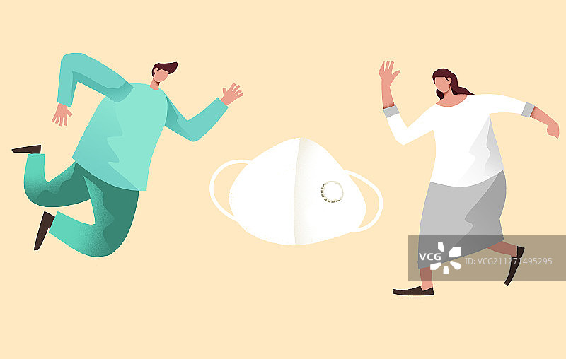 卡通手绘口罩插画图片素材