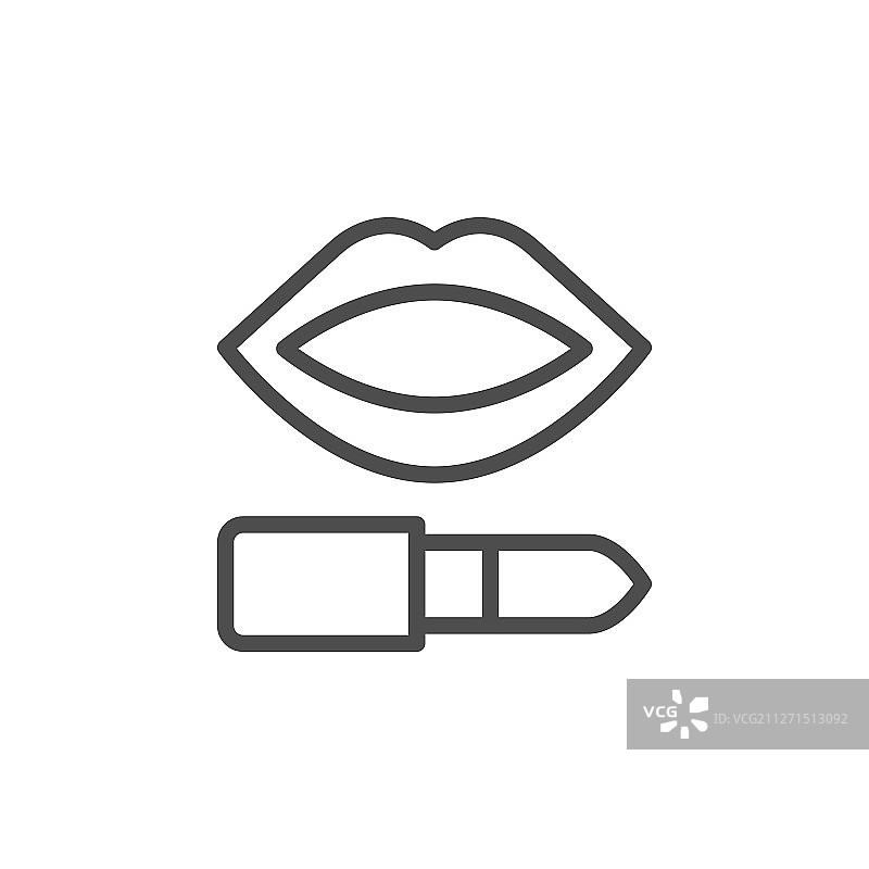 嘴唇妆容润唇膏线条轮廓图标图片素材