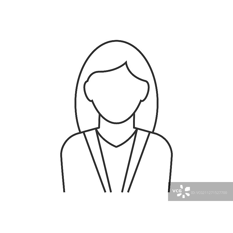 白色背景上的女商人头像线条图标图片素材